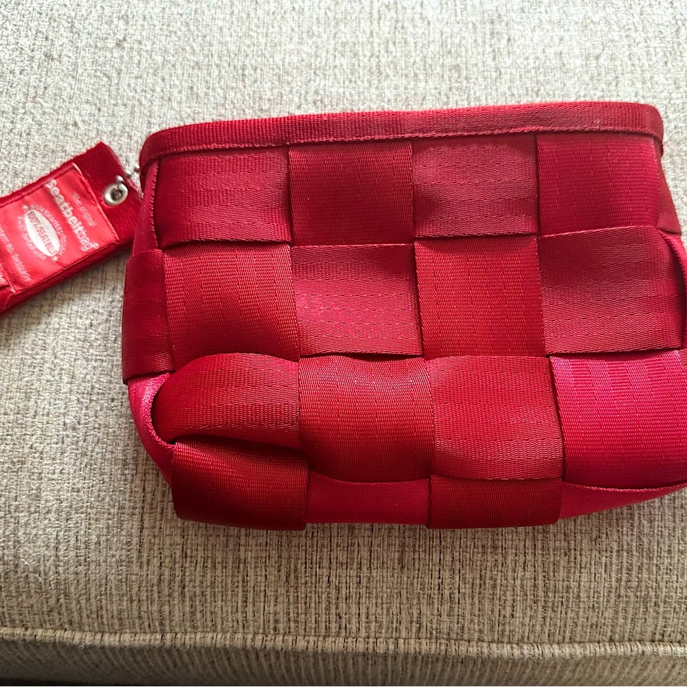 Harveys Red Woven Seatbelt Clutch/Make Up Bag